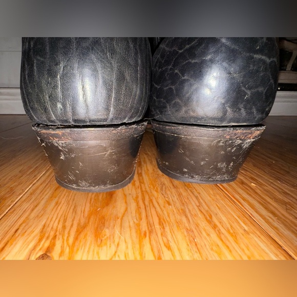 Valentino Palomino 932 Black Mens Size 10.5 EE Leather USA Cowboy boots GUC - Picture 12 of 13